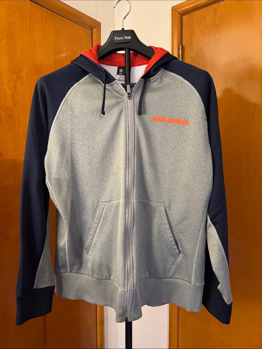 Nike NFL Chicago Bears Navy & Silver Full-Zip Hooded Jacket with Orange Accent